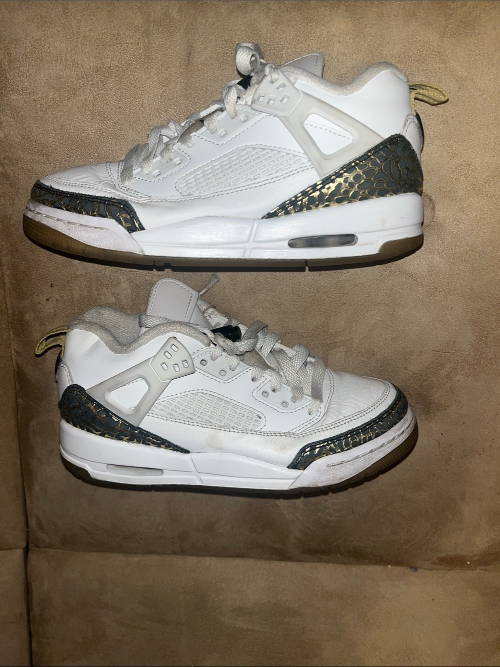 Jordan Women's White Sneakers with Gold Accent